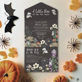 Modern Black Blommigt Spöken Halloween Baby Shower