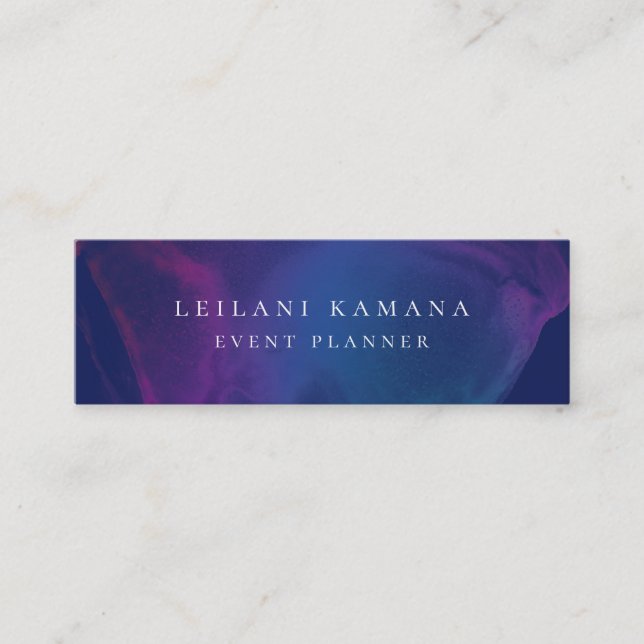 Modern Bläck Blotch Blue Mini Visitkort (Framsida)