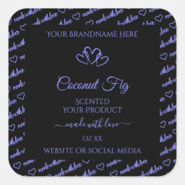 Modern Black Blue Ord Cloud Product Labels Hearear Fyrkantigt Klistermärke