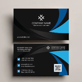 Modern Black Blue Premium för Professionell i före Visitkort