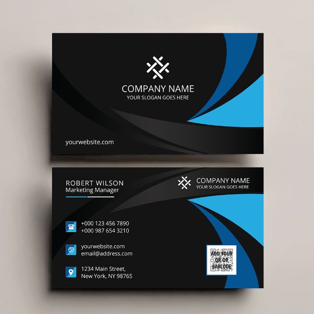 Modern Black Blue Premium för Professionell i före Visitkort (Skapare uppladdad)