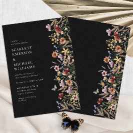 Modern Black Boho Bröllop Inbjudningar