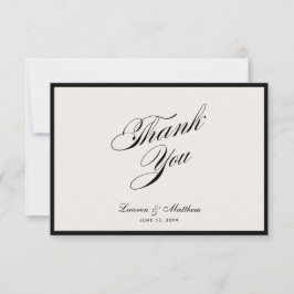 Modern Black Border Ivory Wedding Thank You Card Inbjudningar