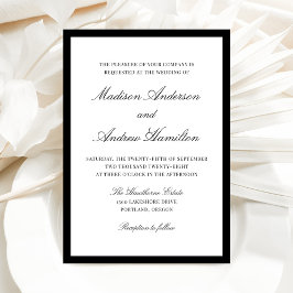 Modern Black Border Wedding Inbjudningar