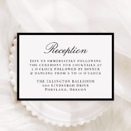 Modern Black Border Wedding Reception Tilläggskort
