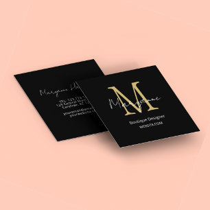 Modern Black Boutique Designer Fyrkantigt Visitkort