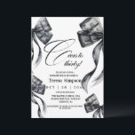 Modern Black Bow 30th Birthday   Inbjudningar<br><div class="desc">Birthday party invitation elegant cute dusty pink watercolor bow with  cute gold pink crown modern  birthday invitation template. Elegant stylish birthday invitation is full of fun and cute design elements.</div>