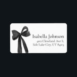 Modern Black Bow Coquette-Returetiketter Adressetikett<br><div class="desc">Lägg till en chic och snyggt i e-postmeddelandet med dessa elegant svarta returetiketter 🖤 🎀. Perfekt för bröllop, möhippor eller daglig korrespondens har dessa märken en minimalistisk men sofistikerad coquette-utformning 💍 💌. Anpassa med ditt namn och adress för en polerad, klassande avslutande beröring som får alla brev att känna extra...</div>