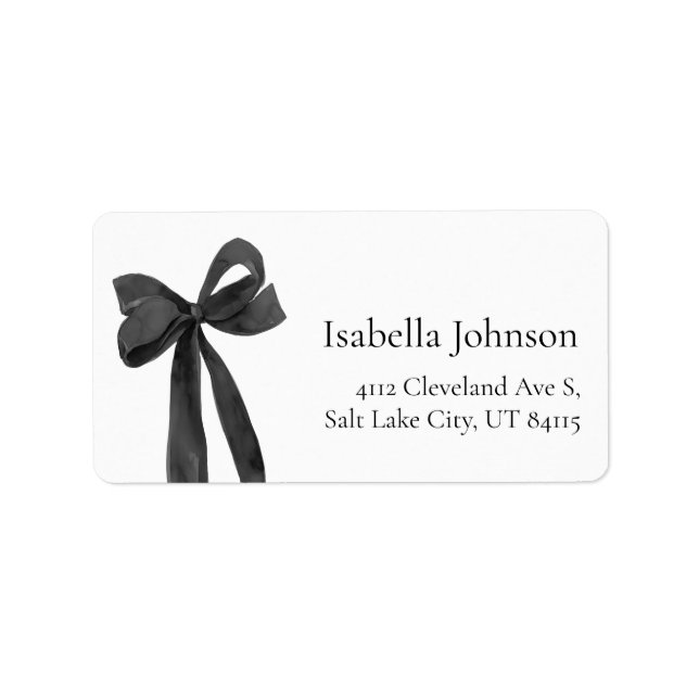 Modern Black Bow Coquette-Returetiketter Adressetikett (Framsidan)