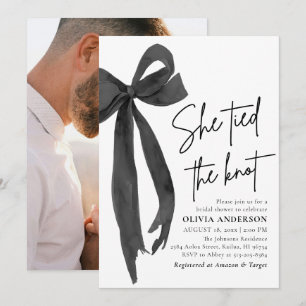 Modern Black Bow Hon bindde Knot-Möhippan Inbjudningar
