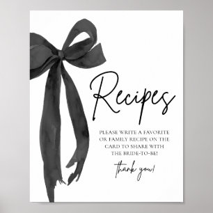 Modern Black Bow, hon Gifter sig Recept Sign Poster