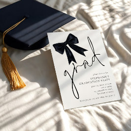 Modern Black Bow Script Grad Studenten Inbjudningar