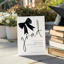 Modern Black Bow Script Grad Studenten Spara Datumet
