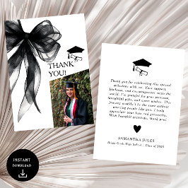 Modern Black Bow Studenten Photo Tack Kort