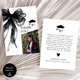 Modern Black Bow Studenten Photo Tack Kort