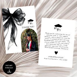 Modern Black Bow Studenten Photo Tack Kort