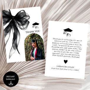 Modern Black Bow Studenten Photo Tack Kort