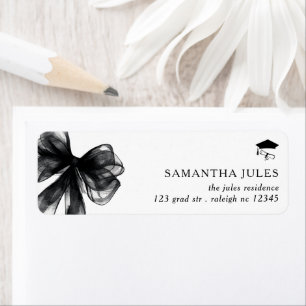 Modern Black Bow Studenten Returadress Etikett