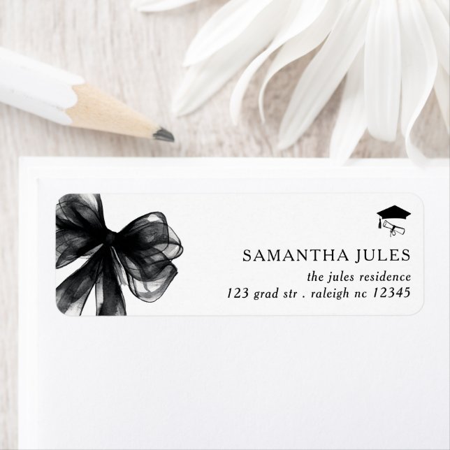 Modern Black Bow Studenten Returadress Returadress Etikett (Insitu)