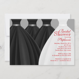 Modern Black Bridesmaids Bride Dress-Möhippa Inbjudningar