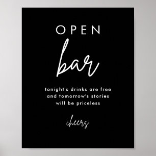 Modern Black Bröllop Open Pub Bord-Poster Poster