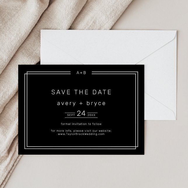 Modern Black Bröllop spara datum / AVERY Datumet (Modern Black Wedding Save the Date / AVERY)