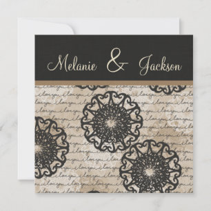 Modern Black Brown Taupe-design efter Bröllop Inbjudningar