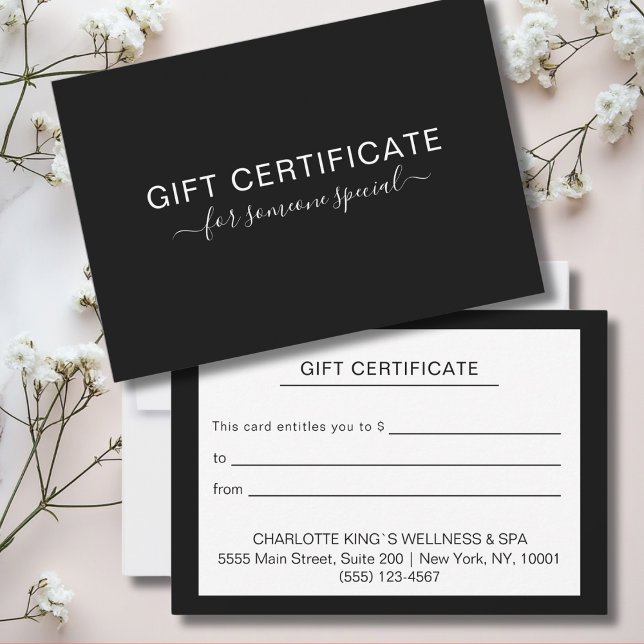 Modern Black Business Gift-certifikat (Skapare uppladdad)