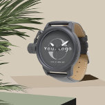 Modern Black Business logotyp Minimal brand Compan Armbandsur<br><div class="desc">Anpassningsbar Watch med en enkel minimidesign. Lägg till logotyp och text.</div>