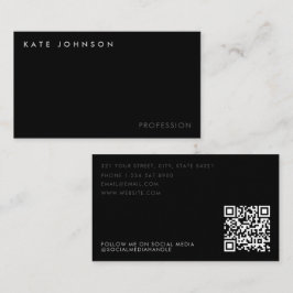 Modern Black Business Professionell QR-kod Visitkort