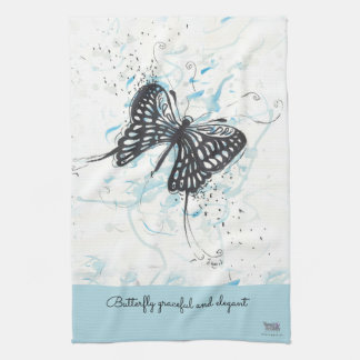 Modern Black Butterfly Kökshandduk