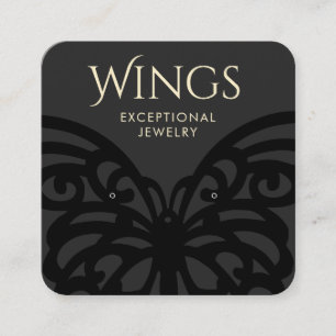 Modern Black Butterfly Stud Earring Visning Fyrkantigt Visitkort