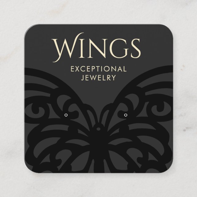 Modern Black Butterfly Stud Earring Visning Fyrkantigt Visitkort (Framsida)