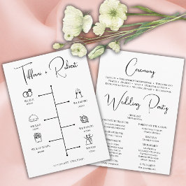 Modern Black Calligraphy Bröllop Ceremony Program