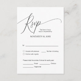 Modern Black Calligraphy, Bröllop Dinner OSA  Tilläggskort