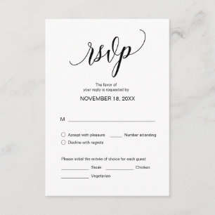 Modern Black Calligraphy, Bröllop Dinner OSA Tilläggskort