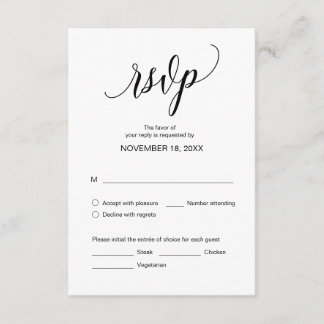 Modern Black Calligraphy, Bröllop Dinner OSA Tilläggskort