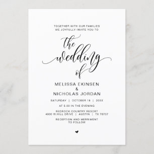 Modern Black Calligraphy, Bröllop Inbjudningar