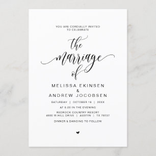 Modern Black Calligraphy, Giftermål Inbjudningar