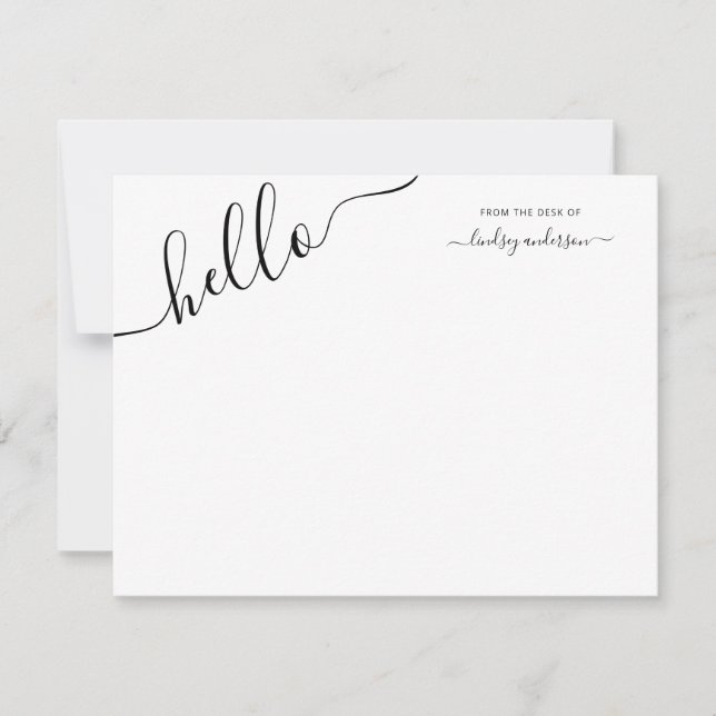Modern Black Calligraphy Hej Personlig Anteckningskort (Framsida)