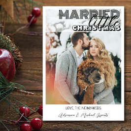 Modern Black Calligraphy Married Little Christmas Julkort