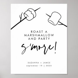 Modern Black Calligraphy Marshmallow S'mores Pub Poster
