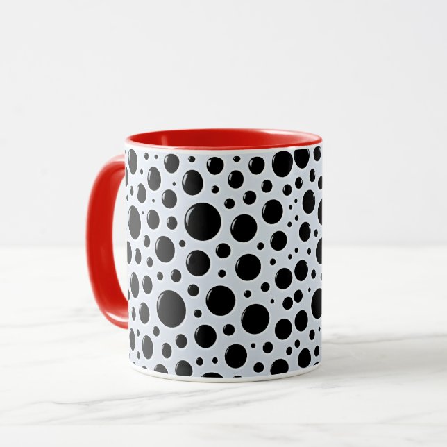 Modern Black Circle Dots Mugg (Framsida vänster)