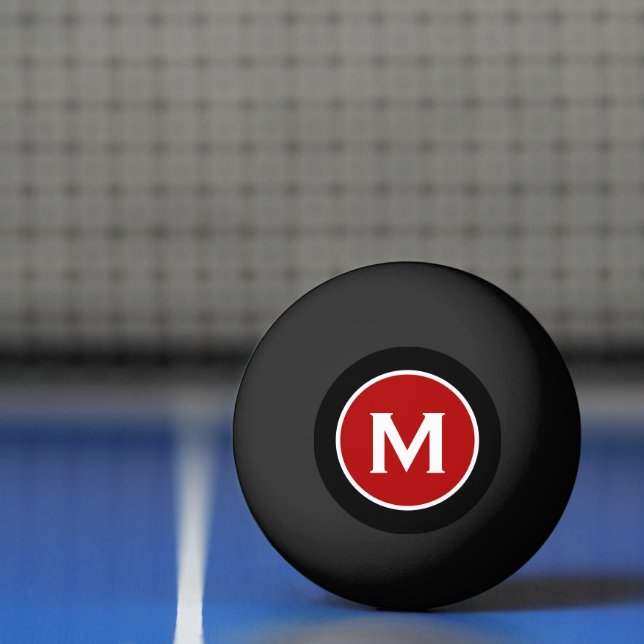 Modern Black Classic Red Monogram Pingisboll (Netto)