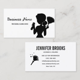 Modern Black Cleaning Service Housekeeper Maid Visitkort