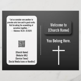 Modern Black Contemporary Church Bulletin Reklamblad