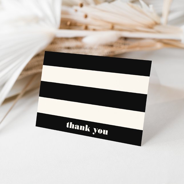 Modern Black & Cream Rand Tack Kort (Skapare uppladdad)