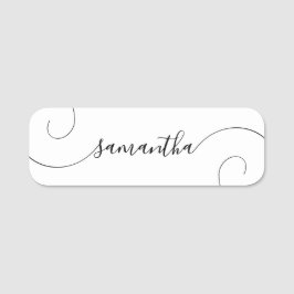Modern Black Curly Namnteckning Namnbricka