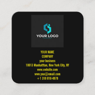 Modern Black Custom Logo and QR Code Fyrkantigt Visitkort