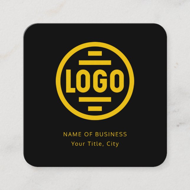Modern Black Custom Logo and QR Code Square Busine Fyrkantigt Visitkort (Framsida)